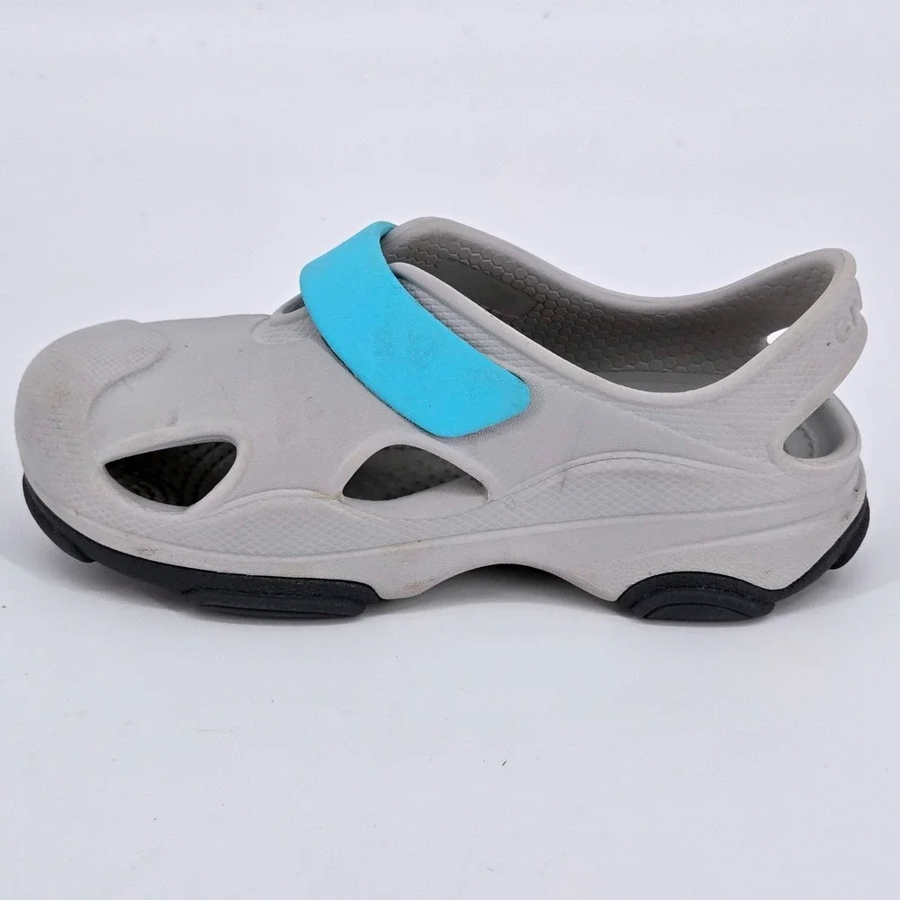 Crocs Toddler All Terrain Fisherman Sandals Gray Atmosphere Blue Water Shoes C9